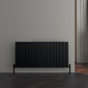 Majestic Horizontal Designer Radiator Flat Panels - 2 Panel - Matte Black - Various Sizes